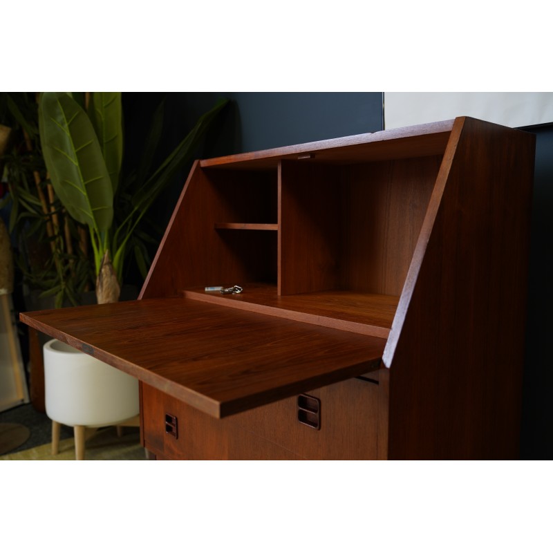 Mid century dark teak Danish writing desk by Gunnar Nielsen Tibergaard, 1960s