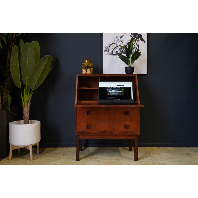 Mid century dark teak Danish writing desk by Gunnar Nielsen Tibergaard, 1960s