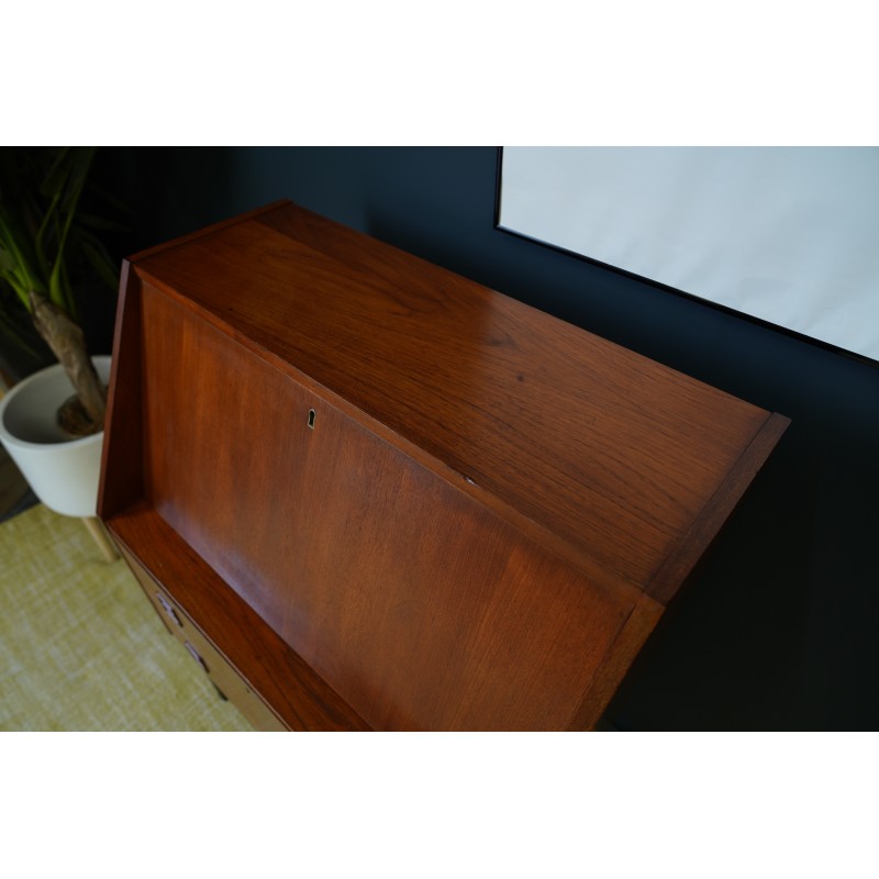 Mid century dark teak Danish writing desk by Gunnar Nielsen Tibergaard, 1960s