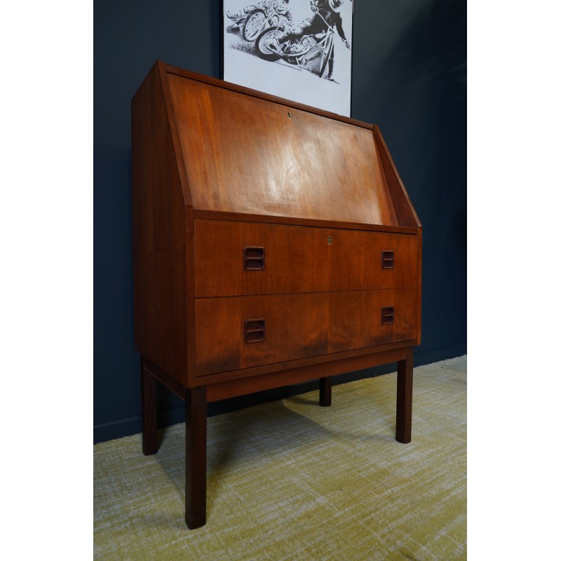 Mid century dark teak Danish writing desk by Gunnar Nielsen Tibergaard, 1960s