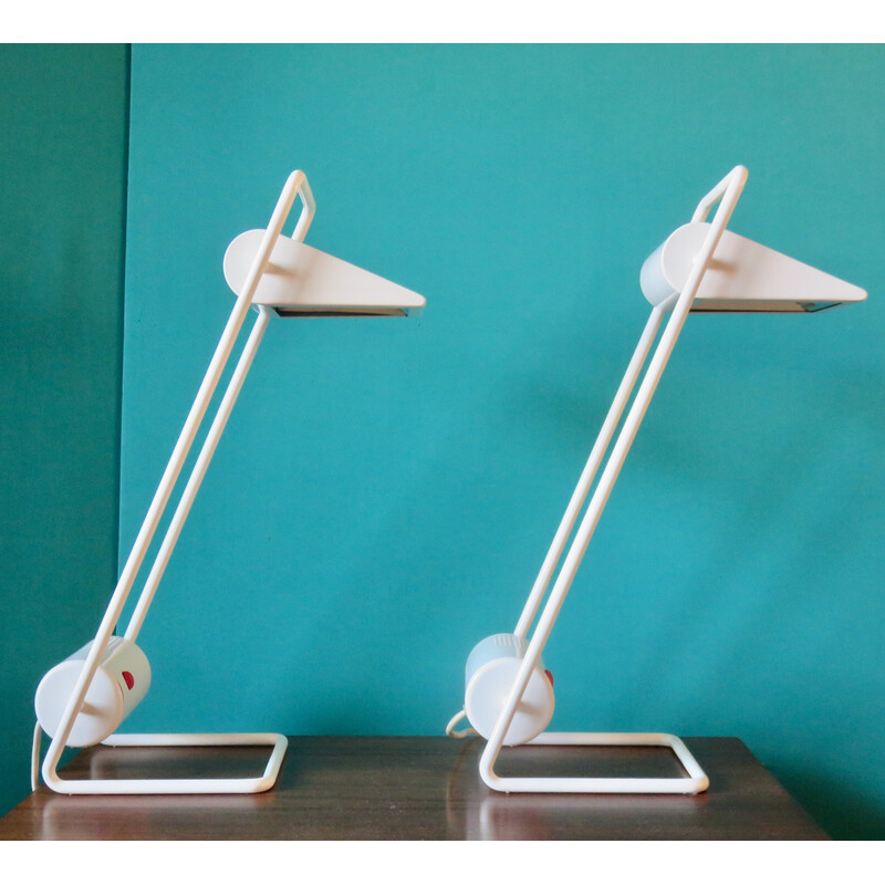Pair of vintage lamps in white lacquered metal "Arkilux", Denmark 1995