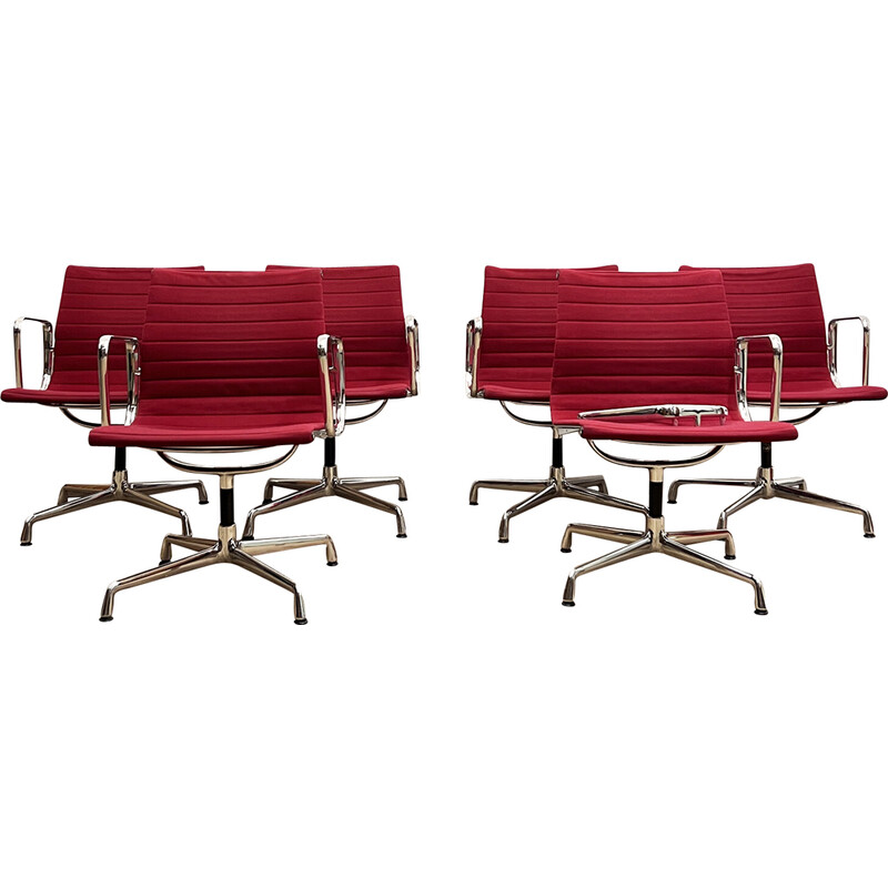 Conjunto de 6 cadeiras vintage Ea108 com apoios de braços de Charles e Ray Eames para Vitra