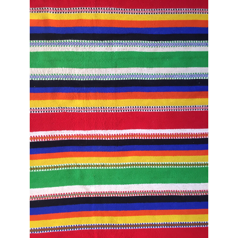 Mid century multicolor woolen rug - 1950s