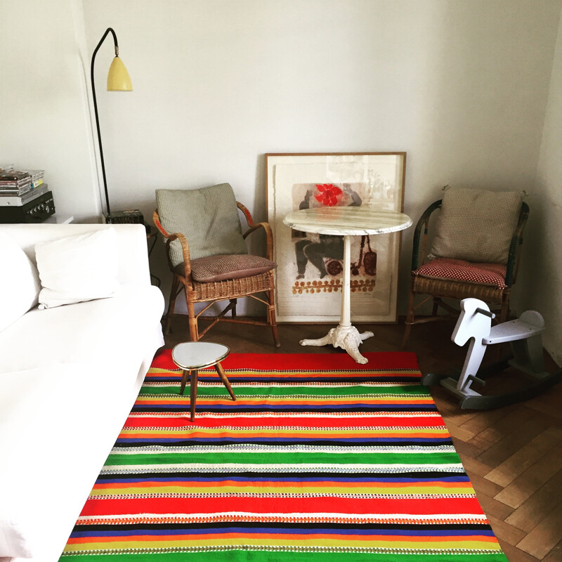 Mid century multicolor woolen rug - 1950s