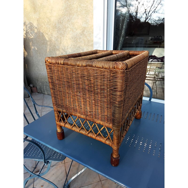 Rattan vintage magazine rack