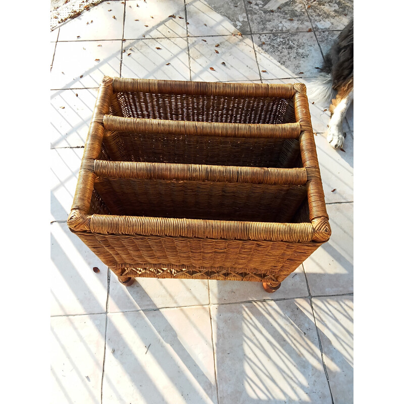 Rattan vintage magazine rack