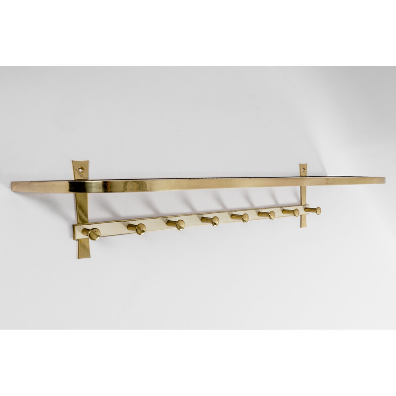 Mid-century massive brass and perforated metal coat rack, Italy 1950s