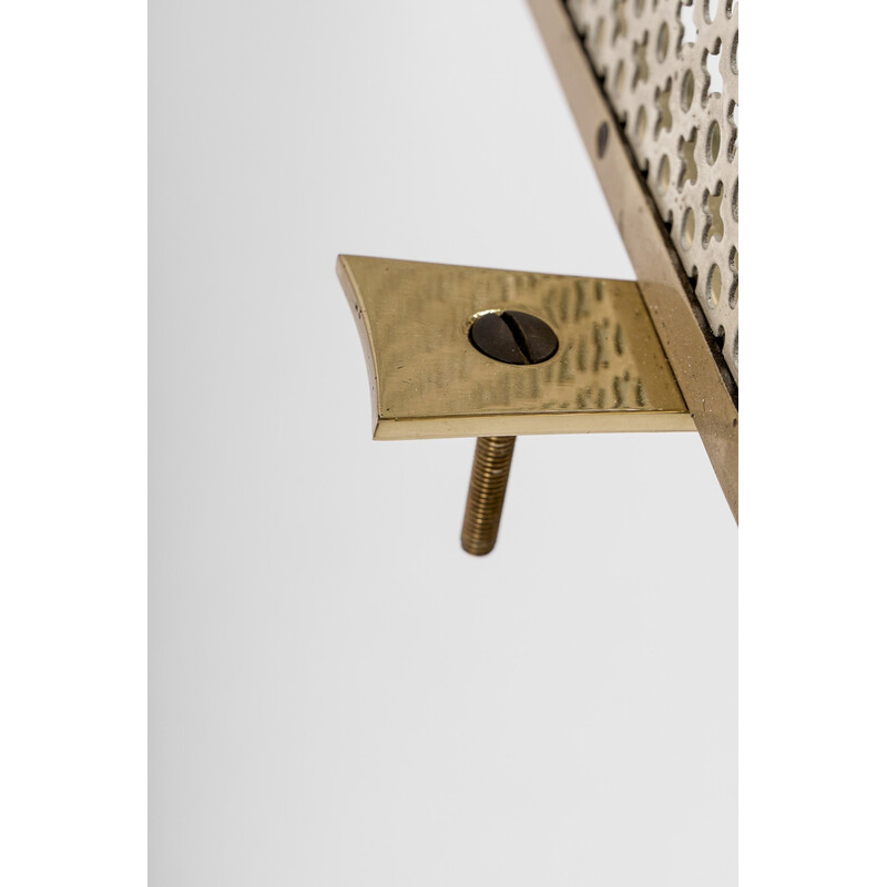 Mid-century massive brass and perforated metal coat rack, Italy 1950s