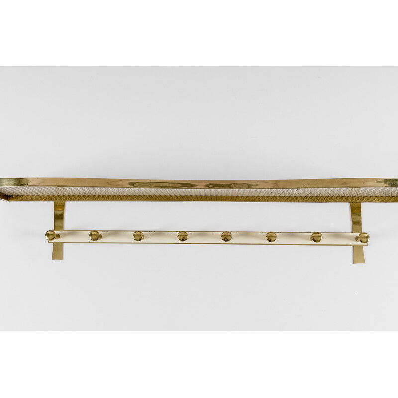 Mid-century massive brass and perforated metal coat rack, Italy 1950s