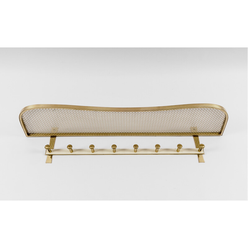 Mid-century massive brass and perforated metal coat rack, Italy 1950s