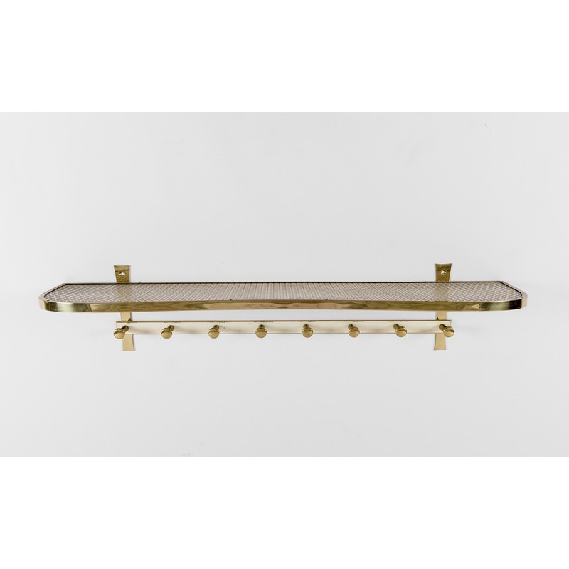 Mid-century massive brass and perforated metal coat rack, Italy 1950s