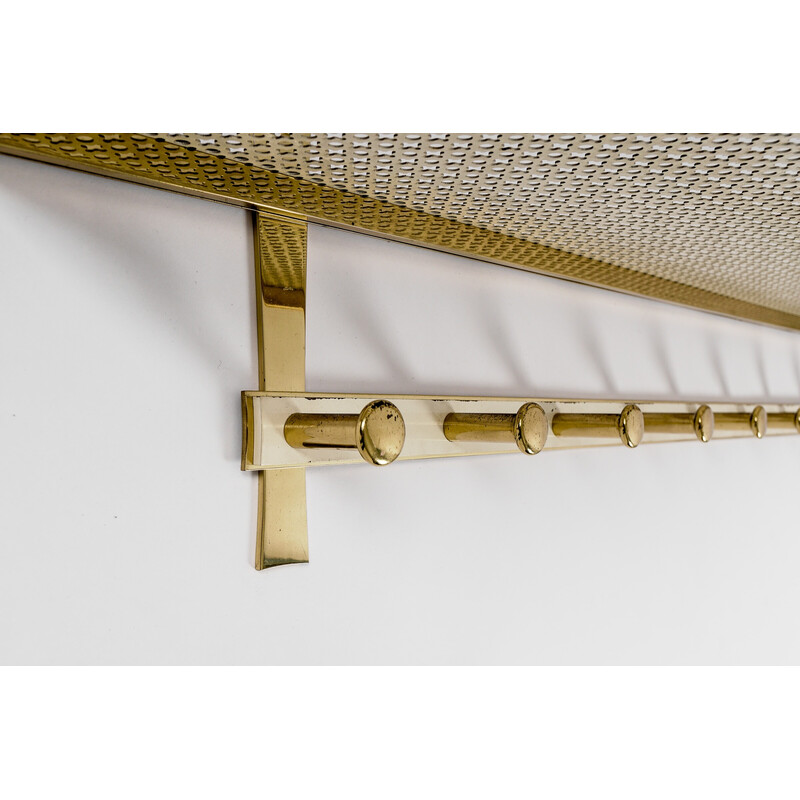 Mid-century massive brass and perforated metal coat rack, Italy 1950s
