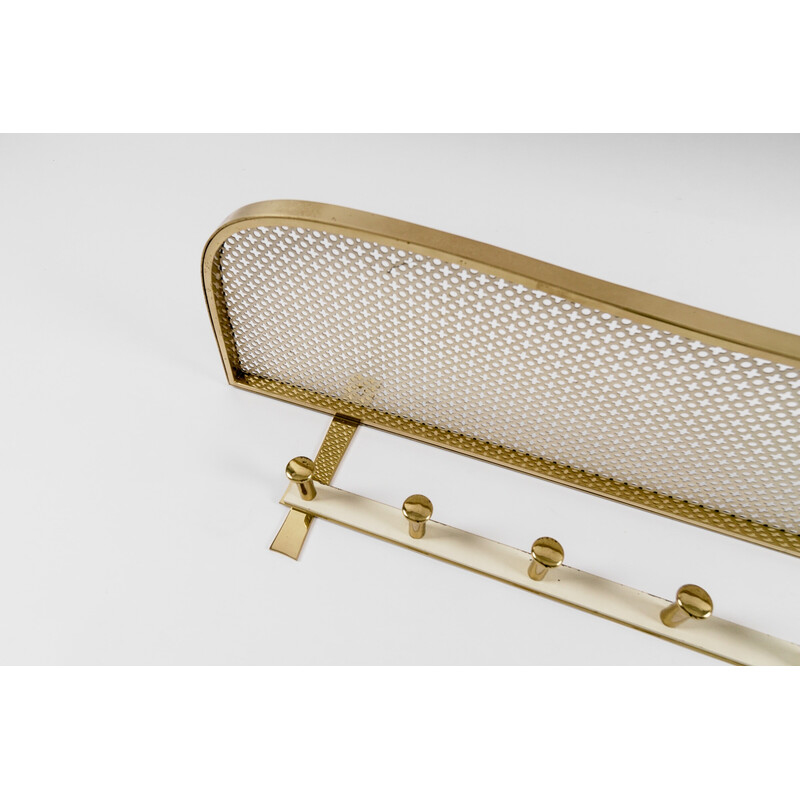 Mid-century massive brass and perforated metal coat rack, Italy 1950s