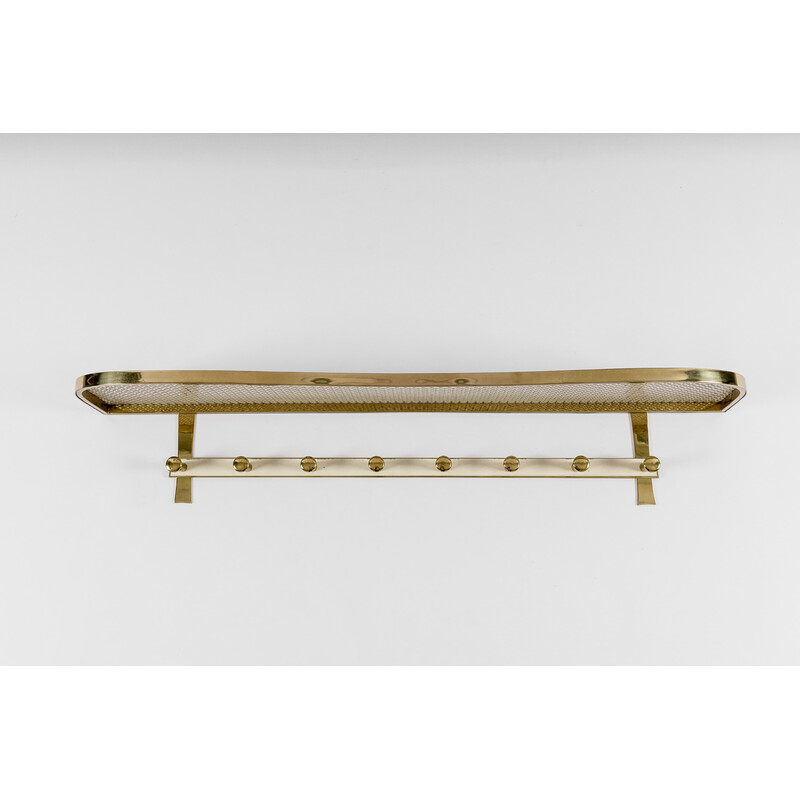 Mid-century massive brass and perforated metal coat rack, Italy 1950s