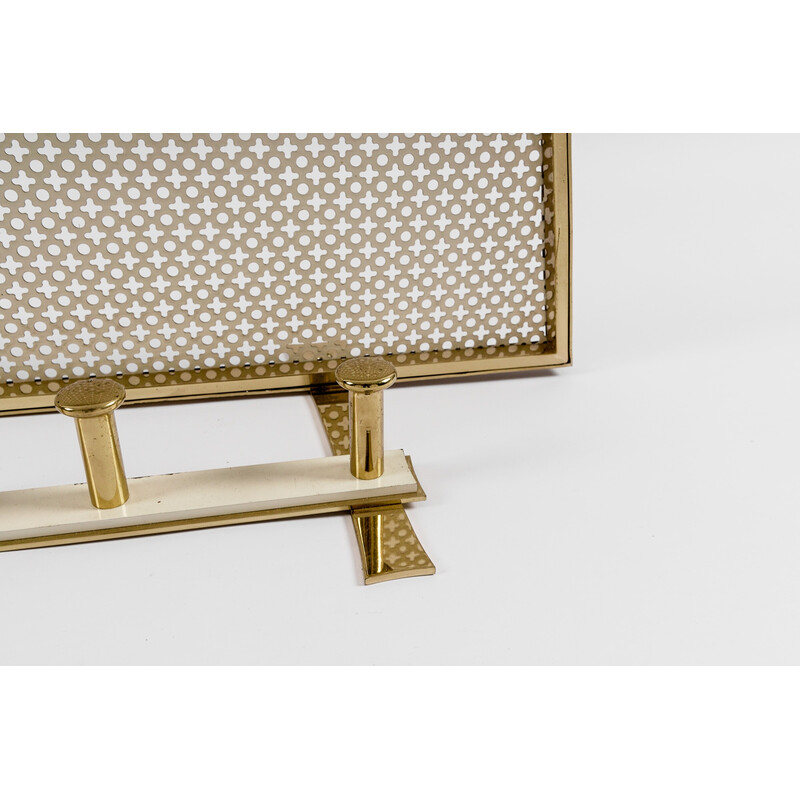 Mid-century massive brass and perforated metal coat rack, Italy 1950s