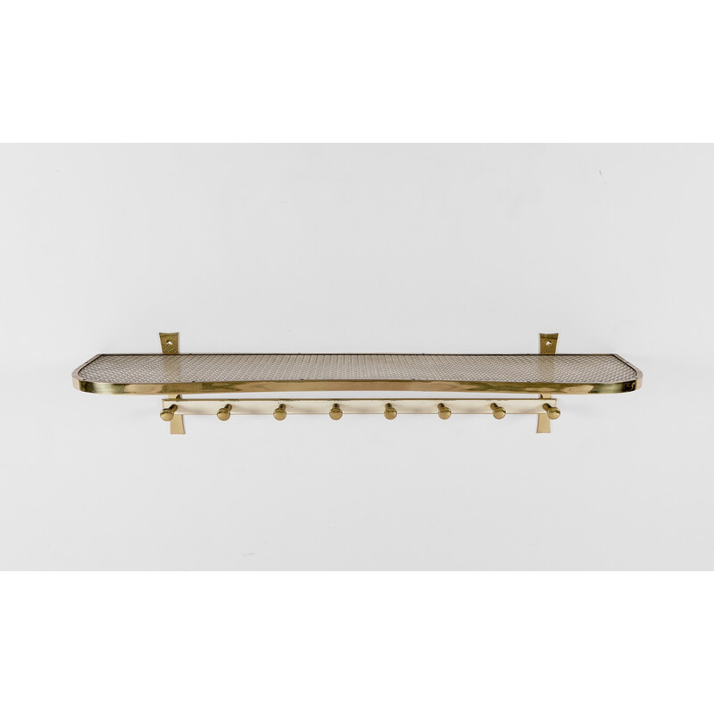 Mid-century massive brass and perforated metal coat rack, Italy 1950s