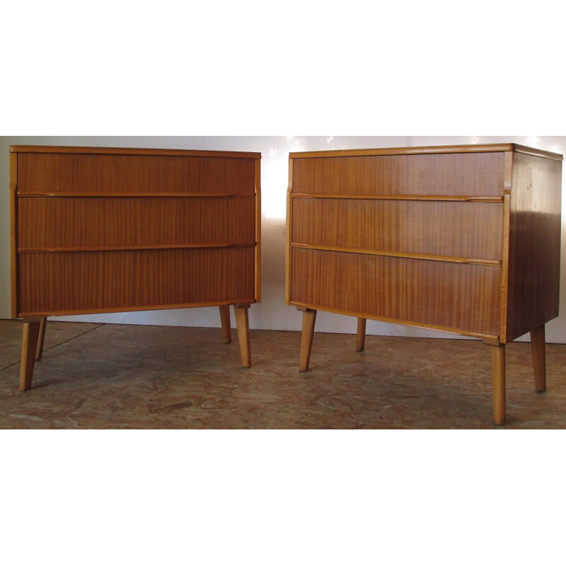 Pair of chest of drawers in teak and poplar - 1960s