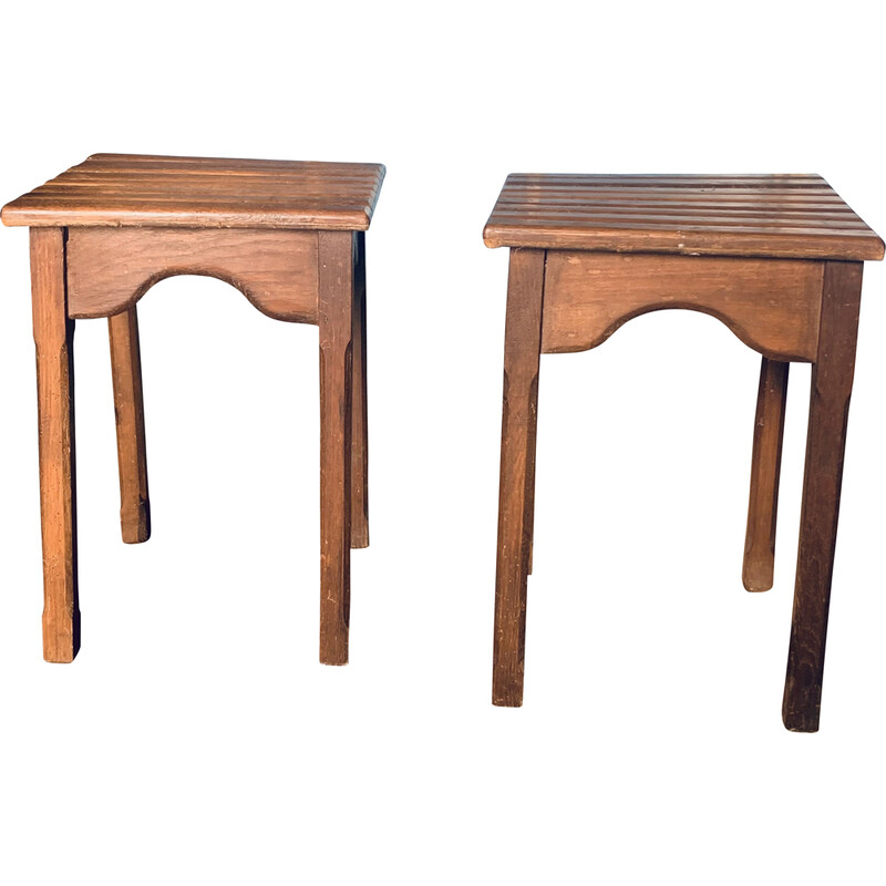 Pair of vintage handmade stools
