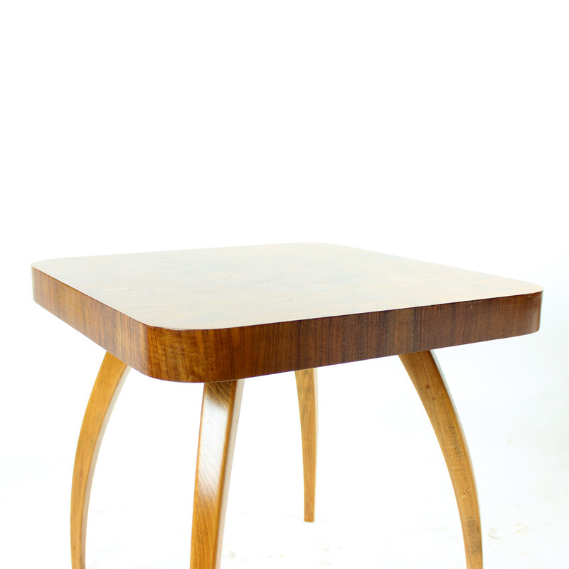 Vintage spider coffee table in oakwood and walnut by Jindrich Halabala, Czechoslovakia 1930