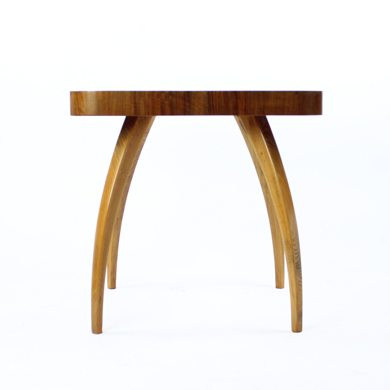 Vintage spider coffee table in oakwood and walnut by Jindrich Halabala, Czechoslovakia 1930