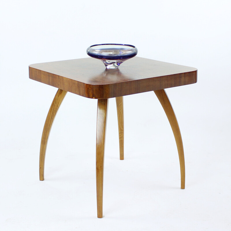 Vintage spider coffee table in oakwood and walnut by Jindrich Halabala, Czechoslovakia 1930