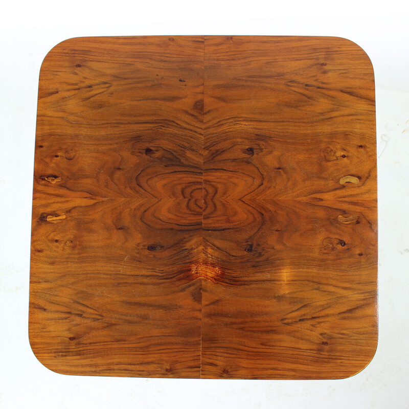 Vintage spider coffee table in oakwood and walnut by Jindrich Halabala, Czechoslovakia 1930