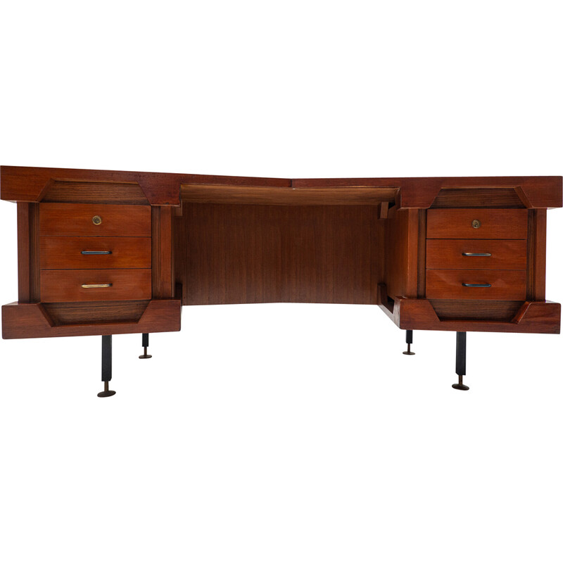 Italiaans bureau in teak uit de mid-eeuw, 1960