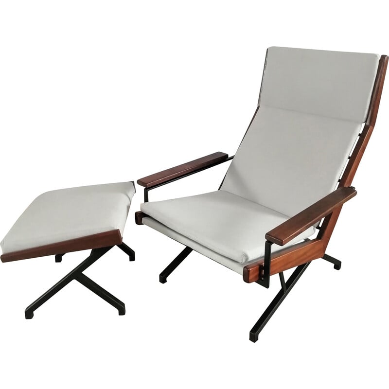 Vintage "Lotus" lounge chair and ottoman by Rob Parry for Gelderland, 1950s