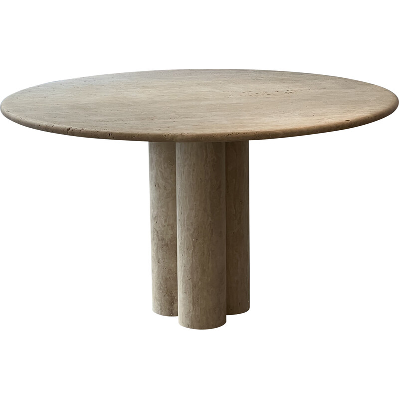 Circular vintage travertine table