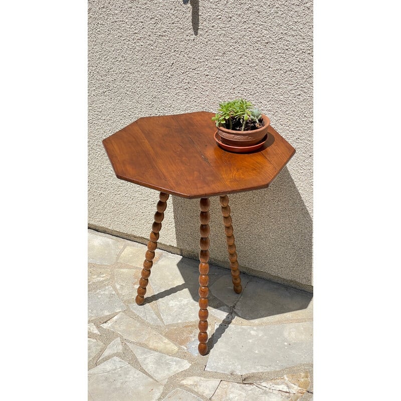 Table d'appoint vintage à pieds tripode et bois tourné