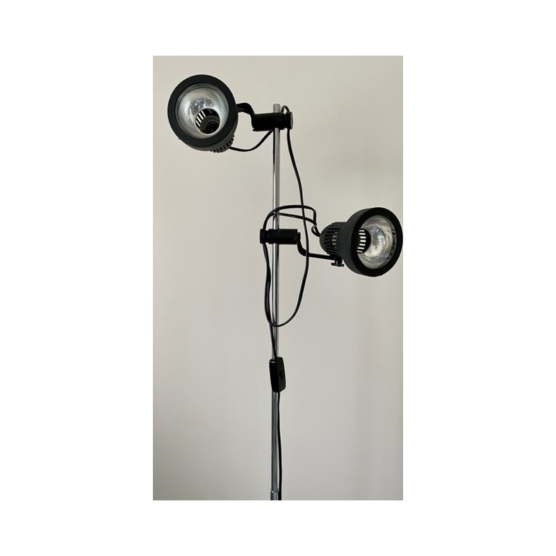 Black vintage floor lamp with 2 adjustable spots, 1970