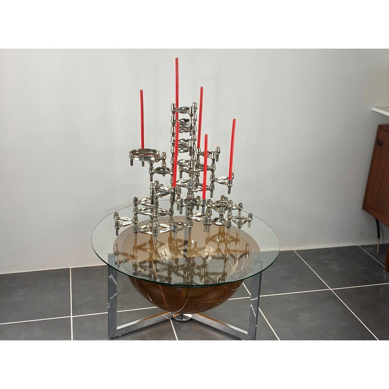 Set of 3 vintage modular candle holders Bmf Nagel with 1 cup, 1970