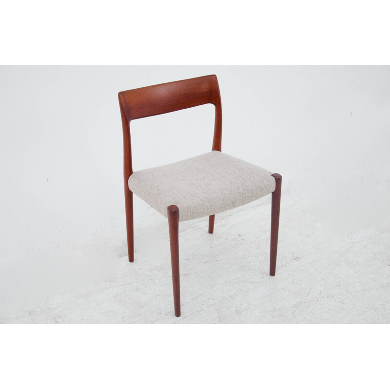 Satz von 4 Stühlen aus Teakholz Modell 77 von N. O. Møller, Dänemark 1960er Jahre