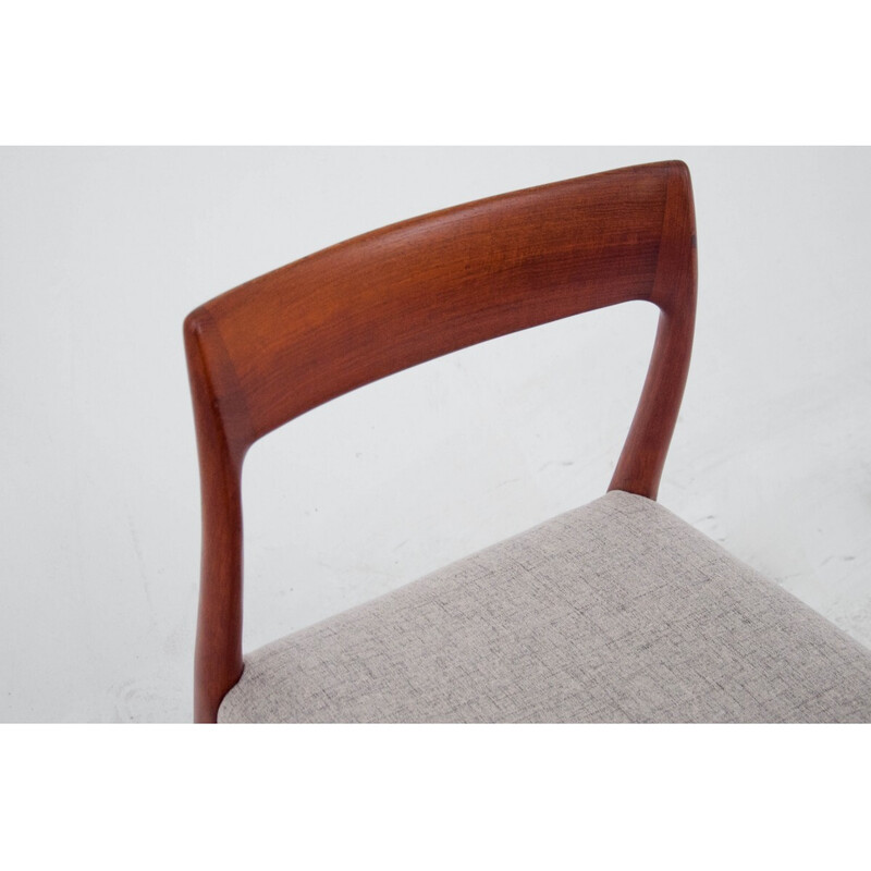 Conjunto de 4 cadeiras de teca vintage modelo 77 por N. O. Møller, Dinamarca Anos 60