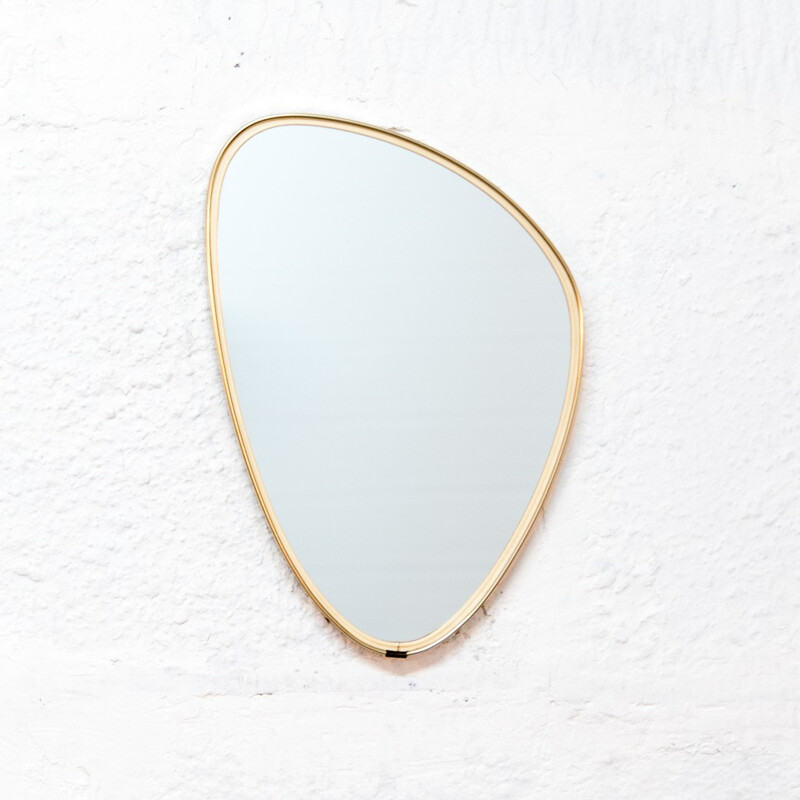 Gold brass mirror with a free form - 1960s 