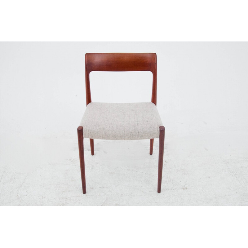 Set of 4 vintage teak chairs model 77 by N. O. Møller, Denmark 1960s