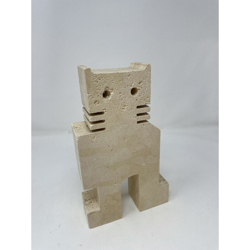 Pair of vintage cat bookends in travertine by Fratelli Mannelli, 1970s