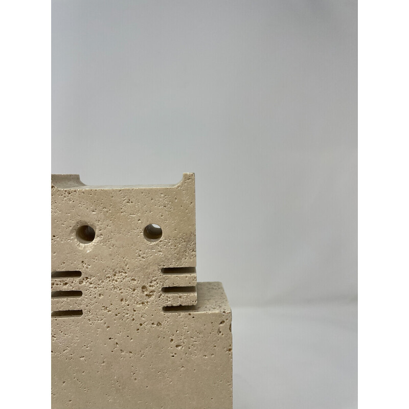 Pair of vintage cat bookends in travertine by Fratelli Mannelli, 1970s