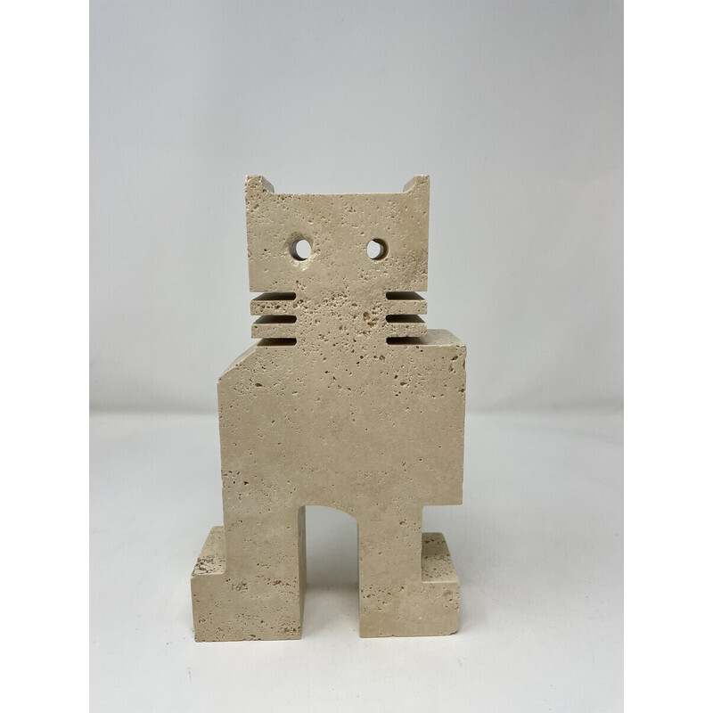 Pair of vintage cat bookends in travertine by Fratelli Mannelli, 1970s