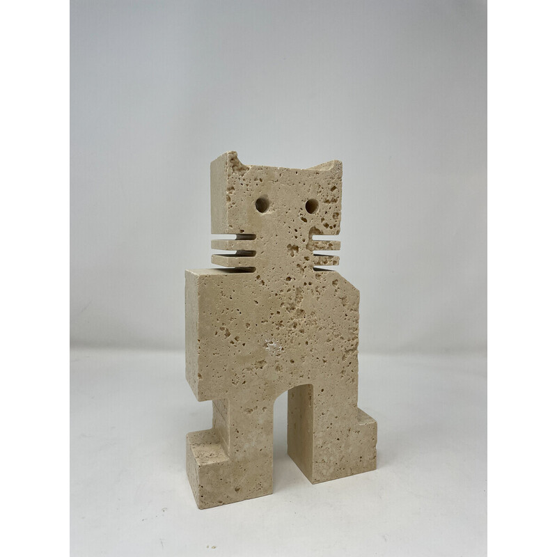 Pair of vintage cat bookends in travertine by Fratelli Mannelli, 1970s