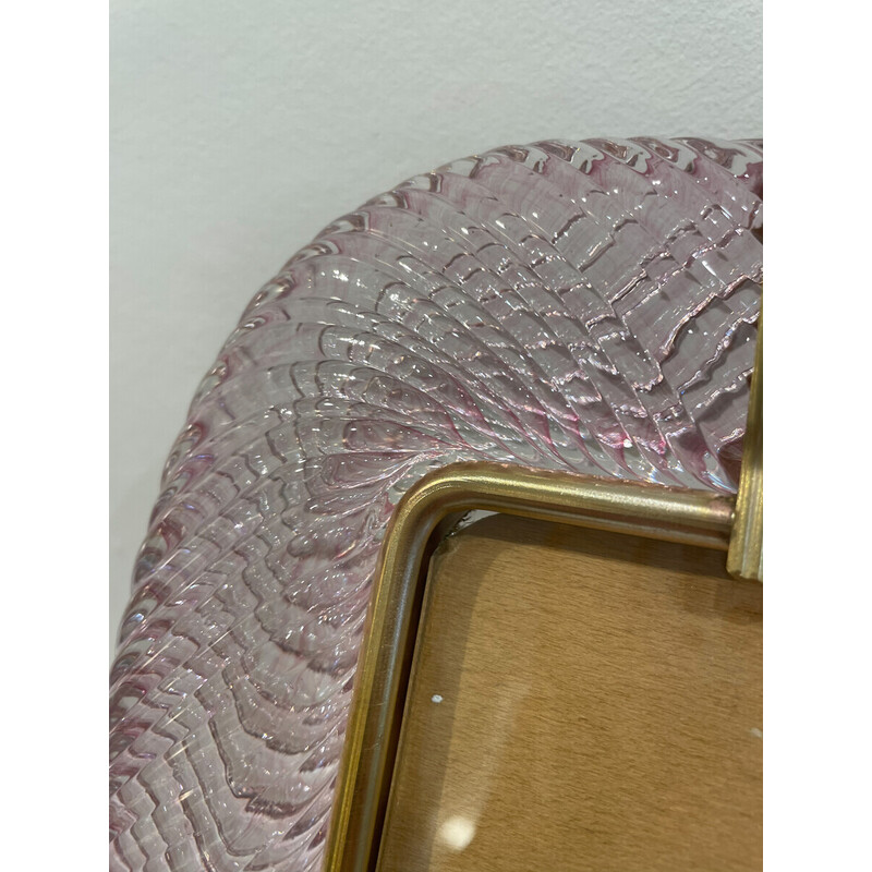 Vintage pink Murano glass and brass picture frame by Barovier and Toso, 2000s