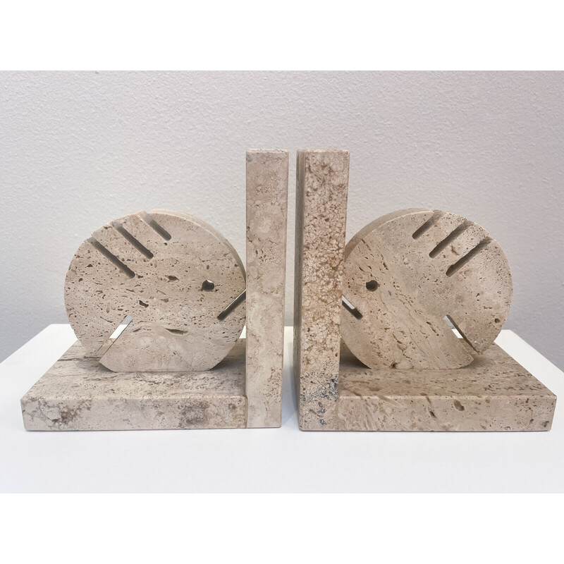 Pair of vintage travertine bookends by Fratelli Mannelli, Italy 1970s