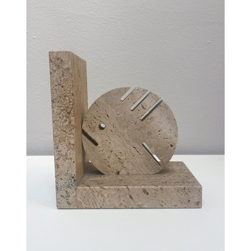 Pair of vintage travertine bookends by Fratelli Mannelli, Italy 1970s