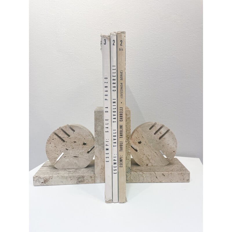 Pair of vintage travertine bookends by Fratelli Mannelli, Italy 1970s
