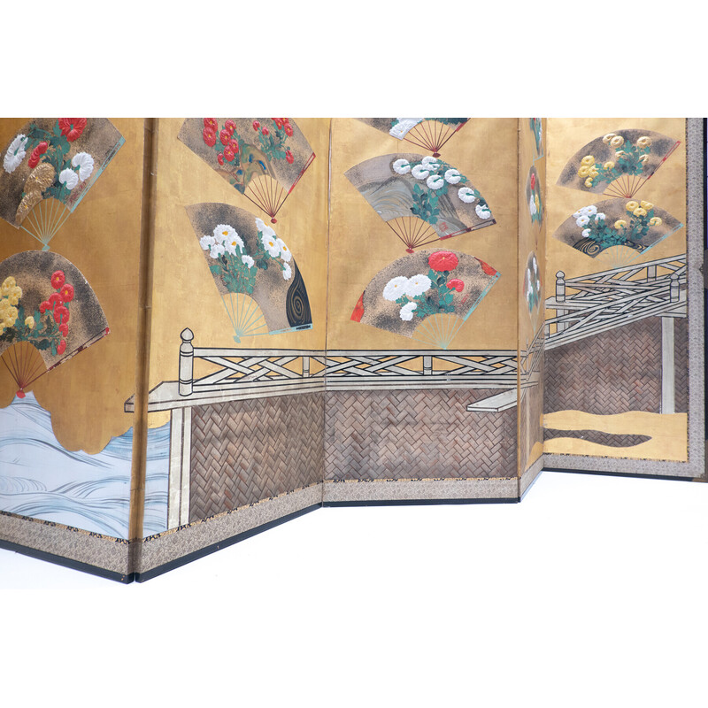 Japanischer Faltwandschirm aus Holz und Papier, 1900er Jahre