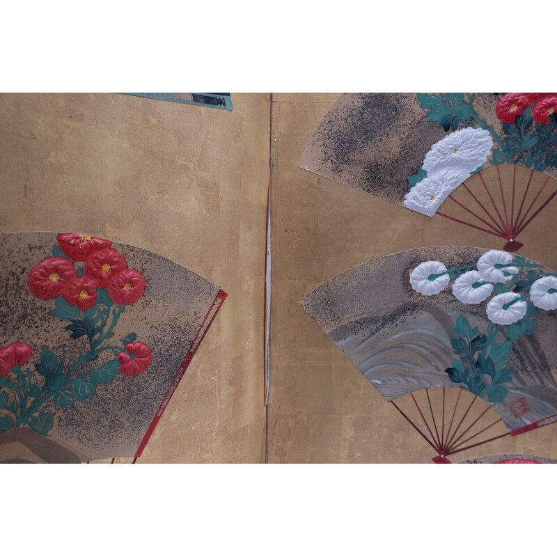 Japanischer Faltwandschirm aus Holz und Papier, 1900er Jahre