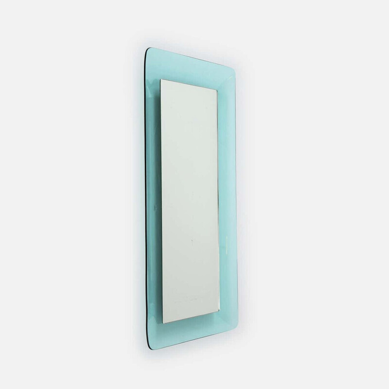 Espejo rectangular vintage azul claro modelo 2273 de Max Ingrand para Fontana Arte, Italia años 50