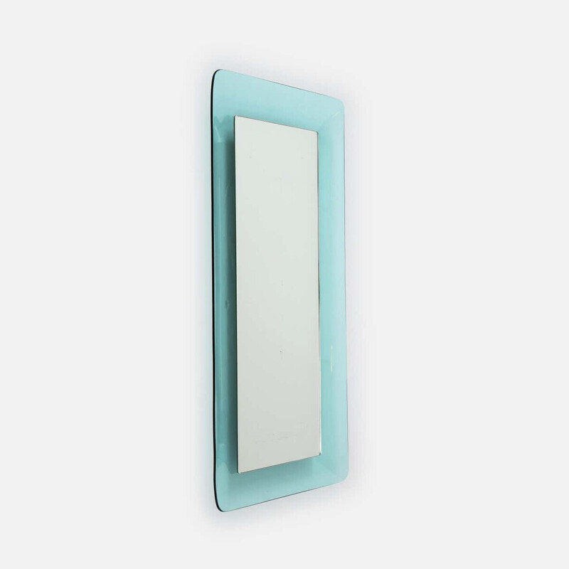 Vintage light blue rectangular mirror model 2273 by Max Ingrand for Fontana Arte, Italy 1950s