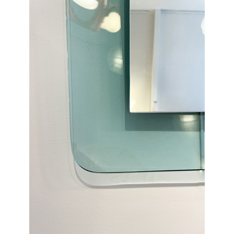 Vintage light blue rectangular mirror model 2273 by Max Ingrand for Fontana Arte, Italy 1950s