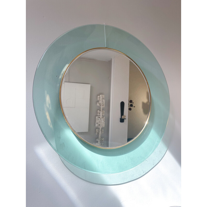 Mid-century round mirror model 1699 by Max Ingrand for Fontana Arte, Italy 1960s